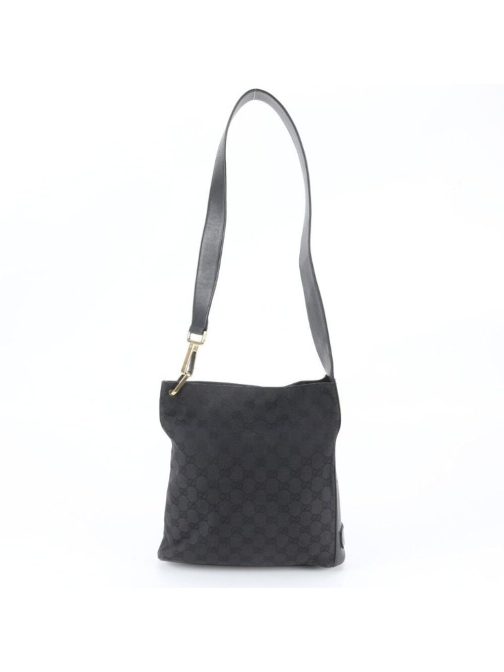Gucci GG Canvas Leather Bag Shoulder Hand Black